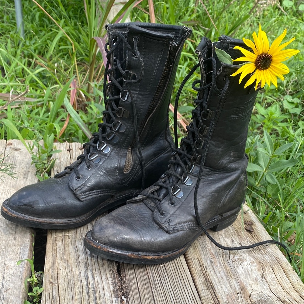 Harley-Davidson Black Leather Boots with Lace-Up